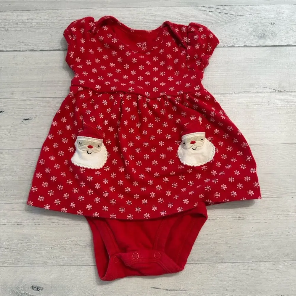 Carters baby girl Santa bodysuit Dress 6 months